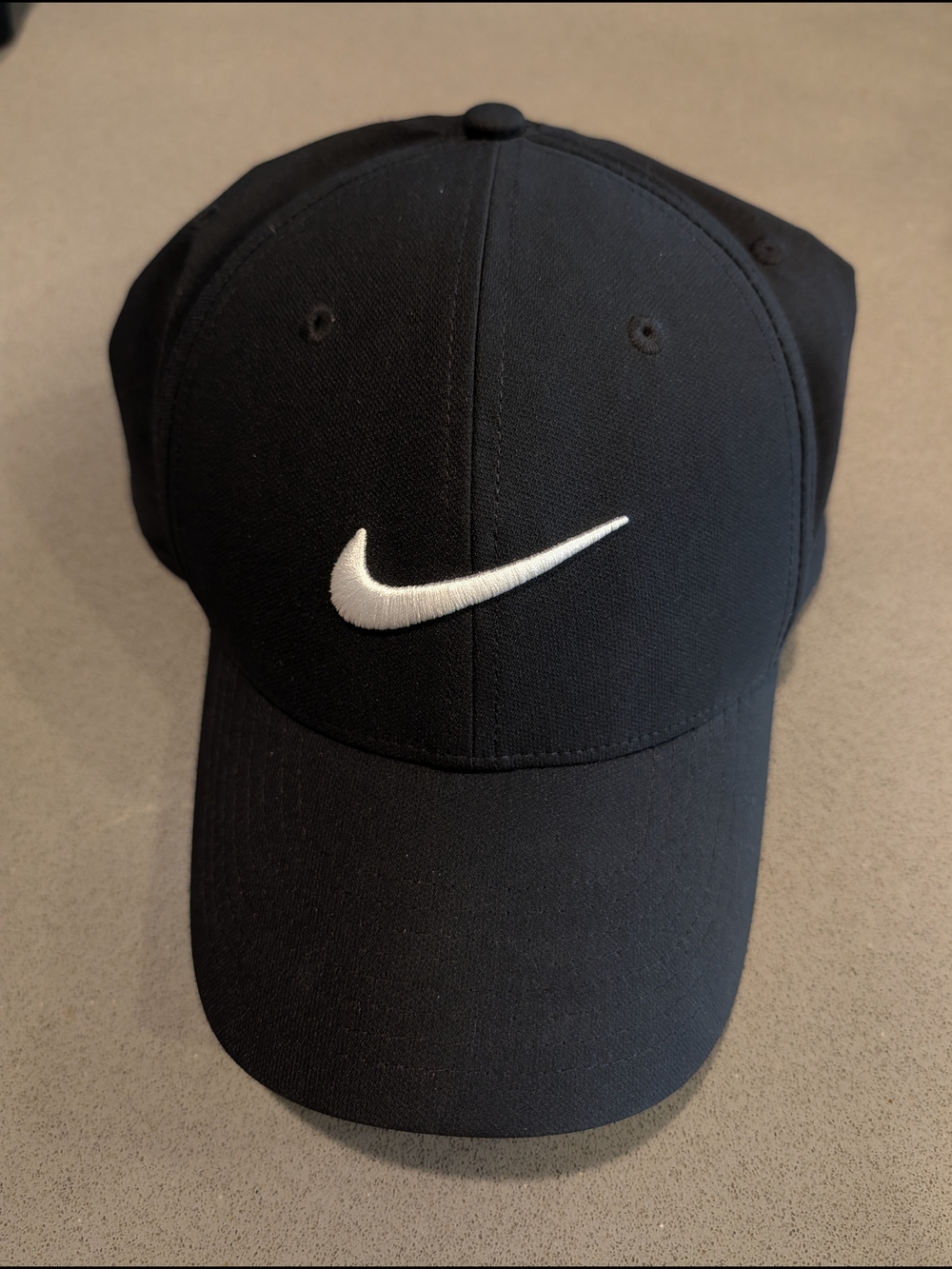 Nike DriFit Black Baseball Cap with White Swoosh